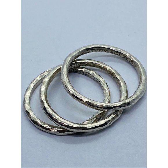 Excellent Authentic Tiffany & Co Paloma Picasso Hammered Bands Size 7 - Picture 6 of 9
